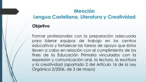 Mención en Lengua castellana, Literatura y Creatividad